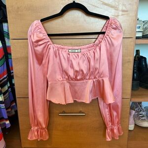 2Bella Boutique Satin Ruffle Crop Top